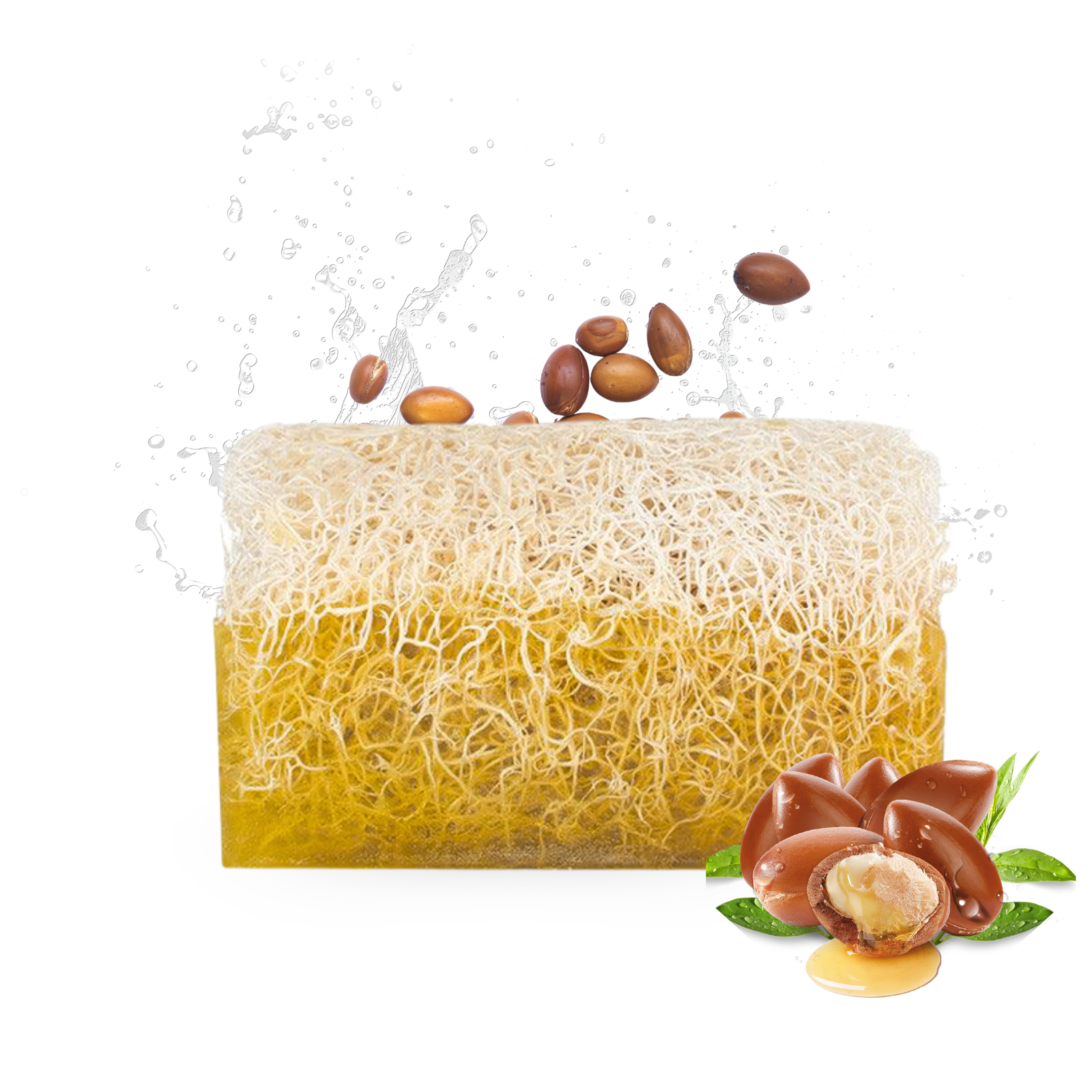 Arganseife mit Luffaschwamm