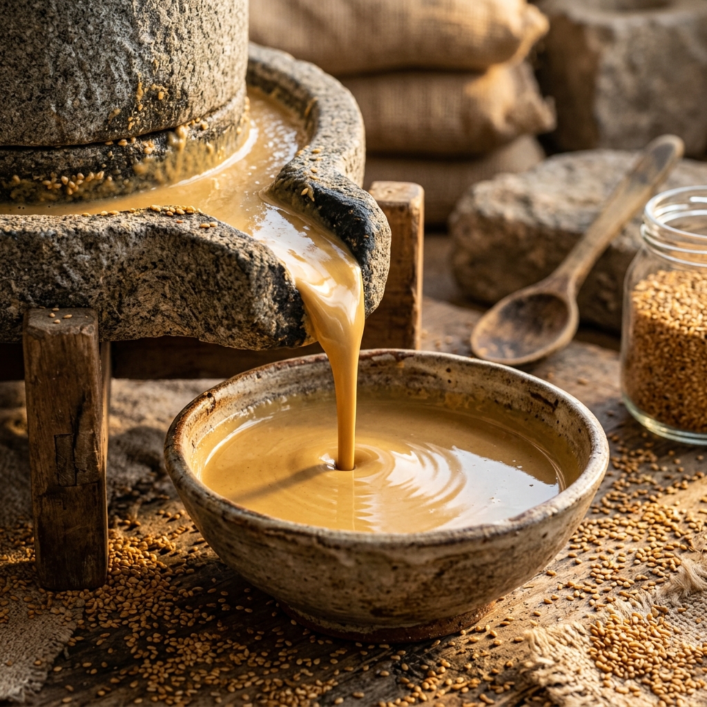 Tahin aus der Steinmühle - Traditionelle Herstellung