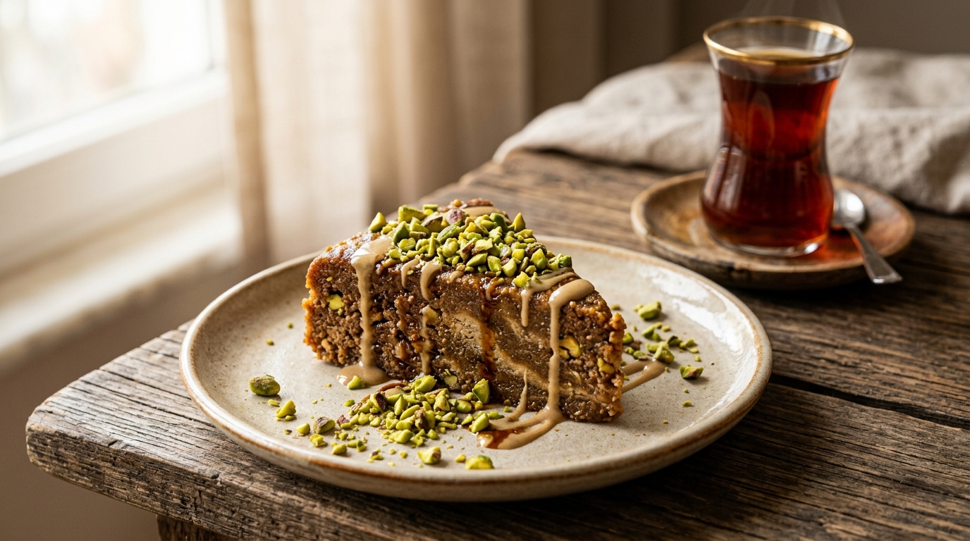 Rezept: Kaltgerührte Pekmez-Tahin-Halva ohne Zucker mit Pistazien